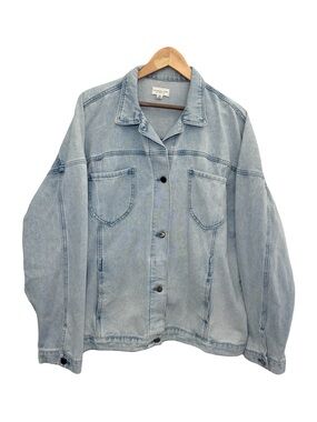 Chic Soul Light Blue Oversized Jean Jacket Size 3X Plus Size Denim Jacket